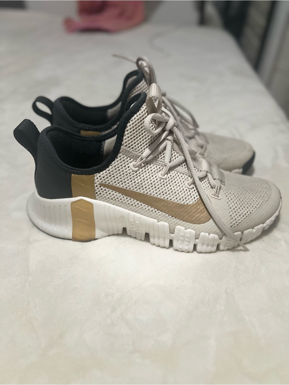 Nike Sneakers in Cream, Black and Gold